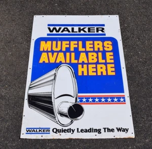 Vintage ORIGINAL WALKER MUFFLERS ADVERTISING Wall / Ceiling Two Sided SIGN Rare - Picture 1 of 9