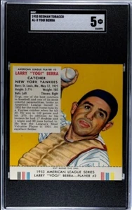 1953 Redman Tobacco Yogi Berra Graded SGC 5 - Picture 1 of 2