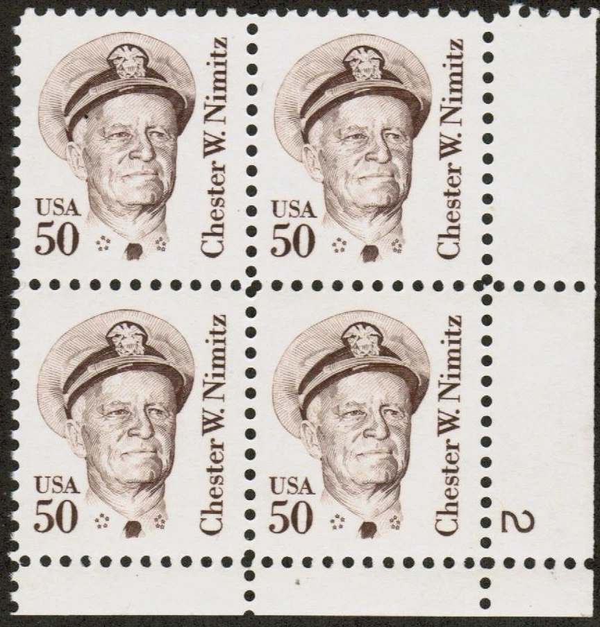 US USA Sc# 1869 MNH FVF PLATE # Admiral Chester W. Nimitz Navy WWII Perf 10.9 - Image 1 of 1