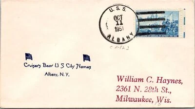 10.11.1951 - Cruisers Bear US City Namas - USS Albany - F39887 - Image 1 of 2