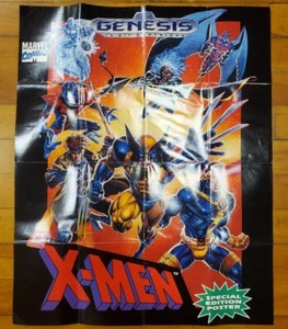 X-Men (Sega Genesis, 1993) Rare POSTER Only - Hard to Find Vintage Game 40x26 - Afbeelding 1 van 2