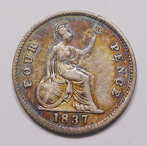 Great Britain 1837 Groat SILVER 4 Pence aVF GORGEOUS & Scarce William IV UK Coin Cover
