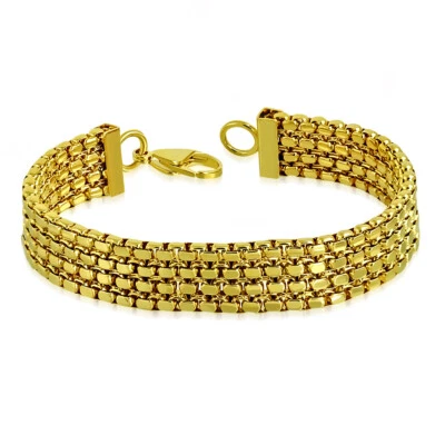 Stainless Steel Yellow Gold-Tone Men's Link Chain Bracelet, 8.75" - Imagem 1 de 2