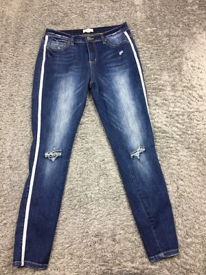 Pantalones de mezclilla ajustados al tobillo Easel para mujer talla pequeña azul lavado oscuro EB40209 Foto 1 de 4