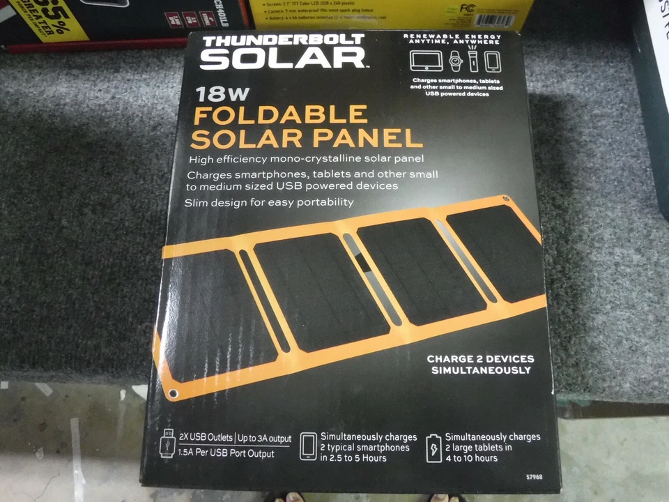 Thunderbolt 18W Foldable Solar Panel Item 57968 / Unopened