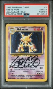 PSA 9 Alakazam 1 • 1999 Pokémon Base Set Holo • STEVE AOKI AUTOGRAPHED /AUTO 9 - Picture 1 of 3