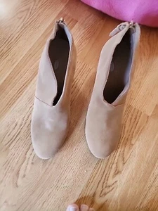 Dr Scholls Tan Ankle Booties Wedge Tasseled Suede Women US 9 - Picture 1 of 6