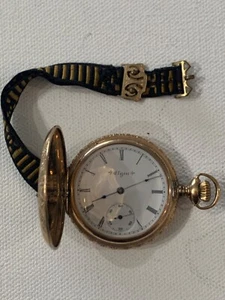 1900 Elgin Hunter Pocket Watch Gold Filled 6s 7j Model 2 Grade 206 Parts/Repair - Picture 1 of 7