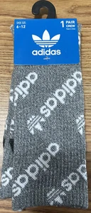 Adidas Gray Athletic Crew Socks 1 Pair Size 6-12 - Picture 1 of 2
