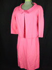 EMMA DOMB Vtg 60s Fuchsia Pink Bow Jacket & Hour Glass Lace Dress-Bust 35/2XS-XS