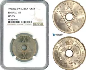 AH840, British West Africa, Edward VIII, 1 Penny 1936 KN, Kings Norton Mint, NGC - Picture 1 of 1