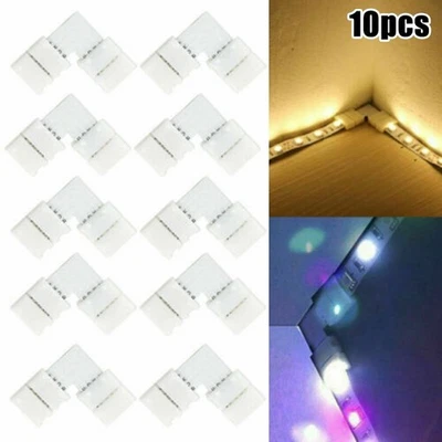 10pcs5050 LED Strip Light Corner Connectors RGB L Shape Adapters 90 Degree Joint - Immagine 1 di 4