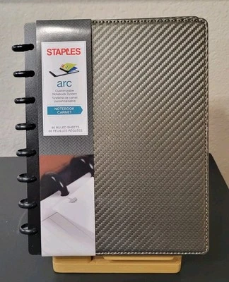 Staples Arc Customizable Notebook 6-3/4" x 8-3/4" silver carbon fiber 60 Sheets - Image 1 of 4