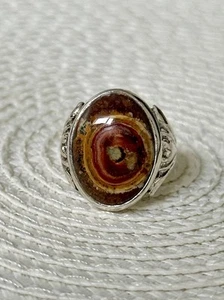Genuine Rare Wolf Eye Dawoodi Agate Sterling Silver Ring Handmade Us Size 10 - Picture 1 of 9