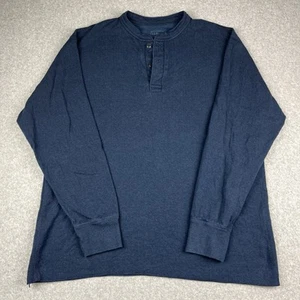 LL Bean Shirt Men XL Regular Blue Two Layer River Driver Henley Long Sleeve Wool - Picture 1 of 8