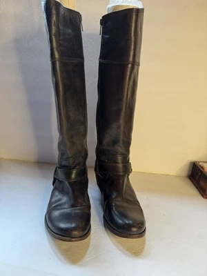 Botas femininas de motocicleta Frye Phillip arnês joelho alto couro 6,5B - Imagem 1 de 4