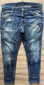 Jean skater hombre Dsquared2 talla 48 azul skinny cropped, rasgado estampado 405 € - Imagen 1 de 10