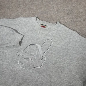 Sudadera De Colección Cleveland Indians Hombres L Cuello Redondo Gris Vellón Bordado Logo - Imagen 1 de 8