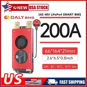 Daly Smart BMS 16S 48V 200A LiFePo4 Battery BMS w/Balance +Bluetooth Module USA - Picture 1 of 17