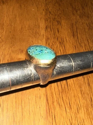 Gurhan Chrysocolla Ring 24K Gold Sterling Silver Designer Size 6.5 Vintage - Image 1 of 4