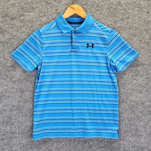 Camisa Polo Under Armour Juvenil Grande Azul Rayas HeatGear Manga Corta Golf - Imagen 1 de 9