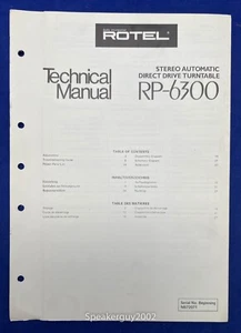 Original Rotel RP-6300 Plattenspieler Technisches Handbuch - Bild 1 von 1