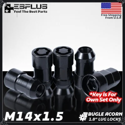 4 Pc Lincoln Wheel Lock W Key 14x1.5 Black Fit Aviator/Continental/MKX/Nautilus — 第 1/4 张图片