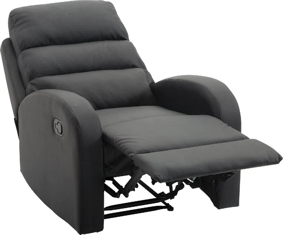 DecHome Poltrona Relax Reclinabile Con Poggiapiedi In Ecopelle Nero - 833456BK