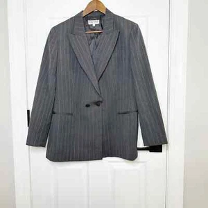 Vintage GEORGIO ARMANI Le Collezioni Virgin Wool Mohair Pinstripe Size 12 Womens - Picture 1 of 9
