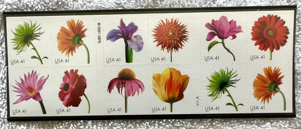 US Scott 4185a 41c Beautiful Blooms  2007 Double sided Booklet Pane V1111 VF-MNH - Image 1 of 3