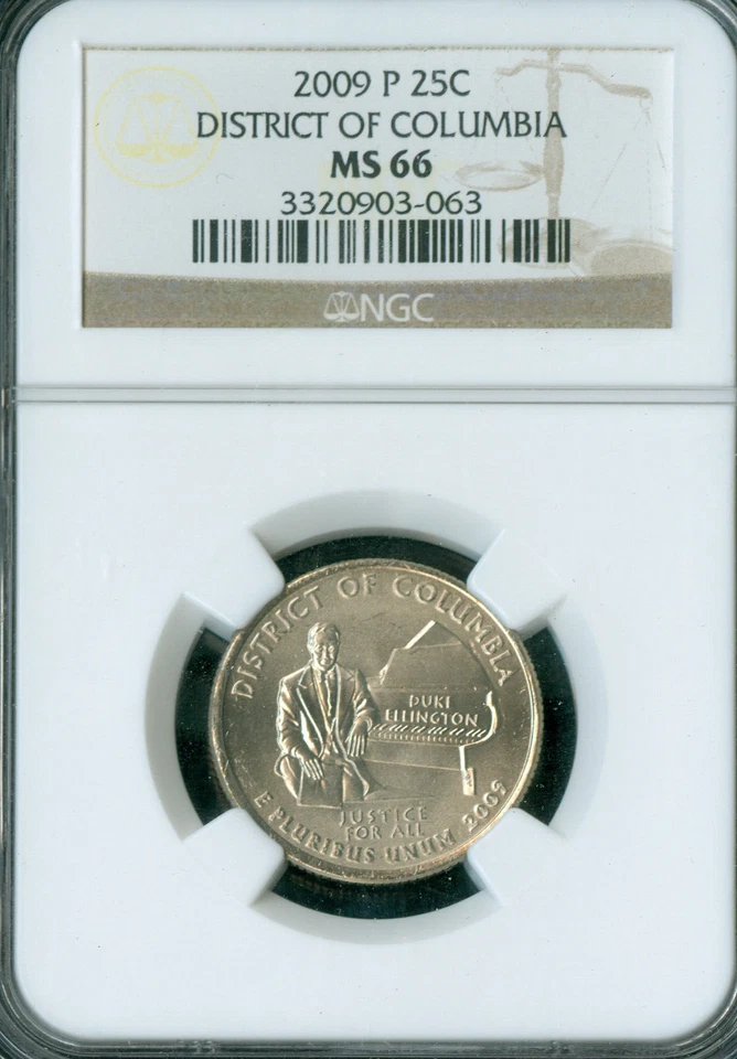 2009 P DISTRICT COLUMBIA QUARTER NGC MS66 2ND FINEST GRADE BUSINESS STRIKE . - Image 1 of 2