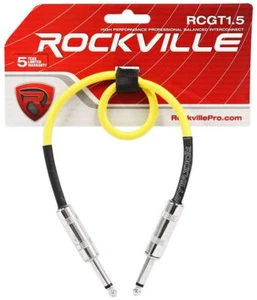 Rockville RCGT1.5Y 1.5' 1/4'' TS to 1/4'' TS Guitar/Unbalanced Signal Cable - Picture 1 of 2