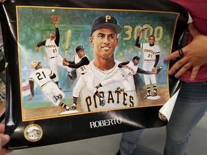 '93 Pittsburgh Pirates Brewing Roberto Clemente 3000th Hit VTG Poster Iron City - Picture 1 of 5