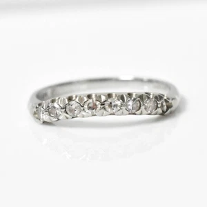 Vintage BIRKS 18K White Gold 1/4 cttw Natural Diamond Band 1.8G SZ 6 - Picture 1 of 6
