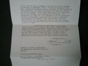 CARTA DE MUHAMMAD ALI A SU GRUPO PATROCINADOR DICIENDO QUE NO RENOVARÁ EL CONTRATO - Imagen 1 de 8