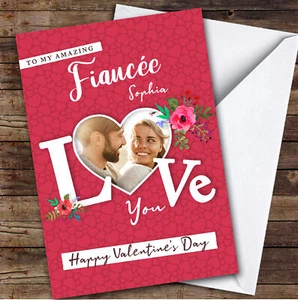 Tarjeta de San Valentín Increíble Foto de Novia Romántica Personalizada Flores de Amor - Imagen 1 de 1