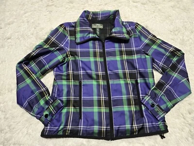 Jaqueta Lauren Ralph Lauren LRL Feminina Roupa Ativa Xadrez Cordão Zíper M Malha - Imagem 1 de 4