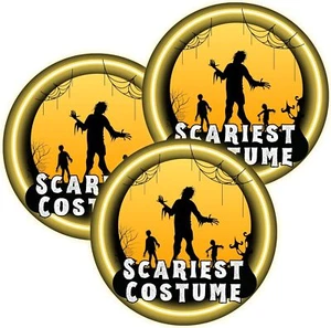 Scariest Costume Contest Winner Button Halloween Contest Prize Stickers - 3 Pack - Picture 1 of 7