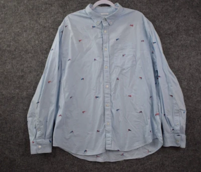 Camisa Oxford Antigua Azul Marino XXL Calce Ajustado Azul Rojo Banderas Elastizada Abotonada Manga Larga Foto 1 de 4