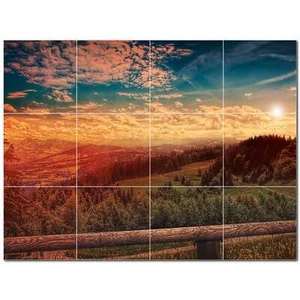 Sunset Ceramic Tile Wall Mural PT500984. 17" W x 12.75" H (12) 4.25 tiles - Picture 1 of 1