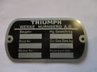 Triumph Typenschild Schild Werke Nürnberg AG TWN Oldtimer motorrad