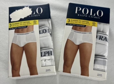 6 calzoncillos Polo Ralph Lauren para hombre talla 4X grandes y altos de algodón tiro medio blancos D18 Foto 1 de 4