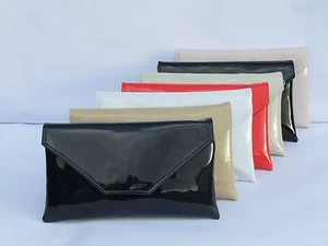 Stylish Large Envelope Patent Clutch Bag/Shoulder Bag Wedding Party Prom Bag - Picture 1 of 45