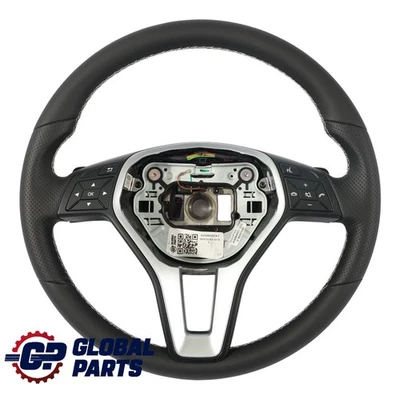 Mercedes W176 NEW Black Leather Sport Steering Wheel Paddle Shift White Threads - Image 1 of 4