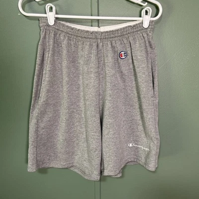 Vintage Champion Mens Large Classic Logo Gray Gym Shorts Elastic Waist 6” Inseam - Image 1 of 4