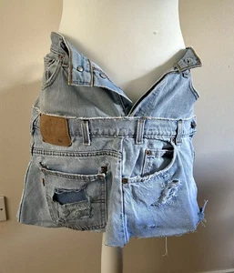 Levi's Double Denim skirt Size 14 reworked W34 - Picture 1 of 7