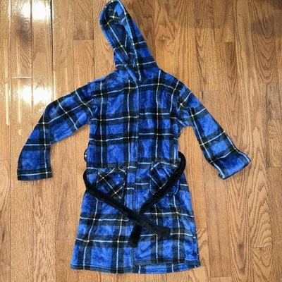 Boys Robe Size 8/10 Plaid Navy Blue/Black/White - Image 1 of 2