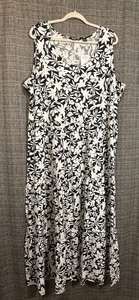 NUEVO Maxi Vestido Lands End Azul y Blanco Estampado Floral Niveles Estilo Boho 2X - Imagen 1 de 7