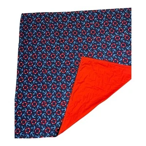 Nautical Handmade Nursery Quilt Crib Blanket with Anchors Blue & Red 40 X 41 - Picture 1 of 13