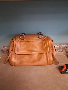Aimee Kestenberg Burnt Orange Pebbled Leather Shoulder Bag Zipper Accents Tote - Picture 1 of 17
